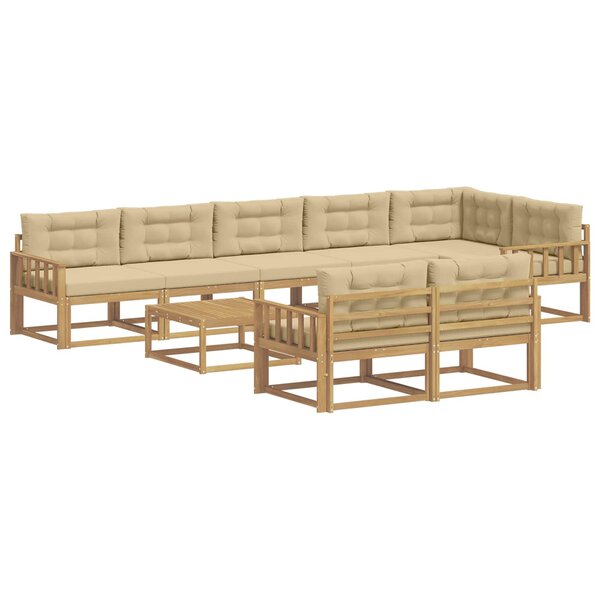 vidaXL Ensemble de canapés d'extérieur 9 pc Blanc et Beige Polyester