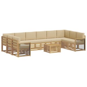 vidaXL Ensemble de canapés d'extérieur 11 pc Blanc et Beige Polyester