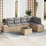 vidaXL Ensemble de Canapés de Jardin 6 pièces avec Coussins Noir Rotin Poly