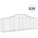 vidaXL Paniers à gabions arqués 20 Pièces 200x30x60/80 cm Fer galvanisé