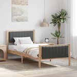 vidaXL Cadre de lit avec tête de lit marron et gris foncé 90 x 190 cm