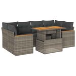 vidaXL Salon de jardin avec coussins 6 Pièces gris résine tressée acacia