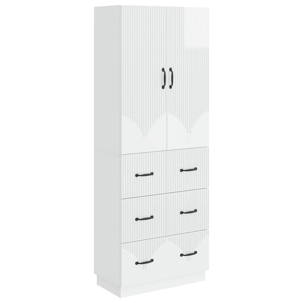 vidaXL Ensemble de Meubles 2 Pièces Blanc brillant 66 x 34 5 x 87 cm
