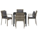 vidaXL Ensemble de salle à manger de jardin de 5 pièces avec coussins gris poly rotin
