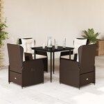 vidaXL Ensemble à manger de jardin 5 Pièces et coussins marron poly rotin