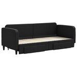 vidaXL Lit de jour avec gigogne et tiroirs sans matelas noir 80x200 cm