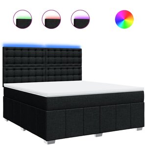 vidaXL Sommier à lattes de lit avec matelas Noir 180x200 cm Tissu