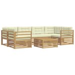 vidaXL Ensemble de canapés d'extérieur 7 pc Blanc et crème Polyester
