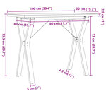 vidaXL Table à manger cadre en Y 100x50x75 5 cm bois pin massif fonte