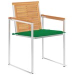 vidaXL Chaises de jardin lot de 4 avec coussins Bois de teck massif