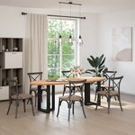 vidaXL Table à manger marron clair bois de chêne massif ovale