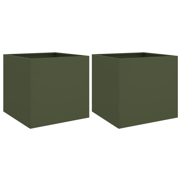 vidaXL Jardinières 2 Pièces vert olive 49x47x46 cm acier