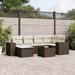 vidaXL Salon de jardin avec coussins 7 Pièces marron résine tressée