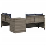 vidaXL Canapé de jardin avec table et coussins en forme de L gris