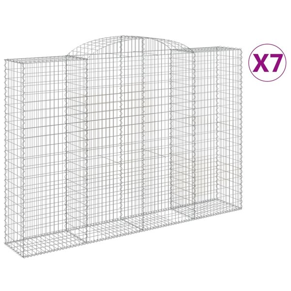 vidaXL Paniers à gabions arqués 7 Pièces 300x50x200/220 cm Fer galvanisé