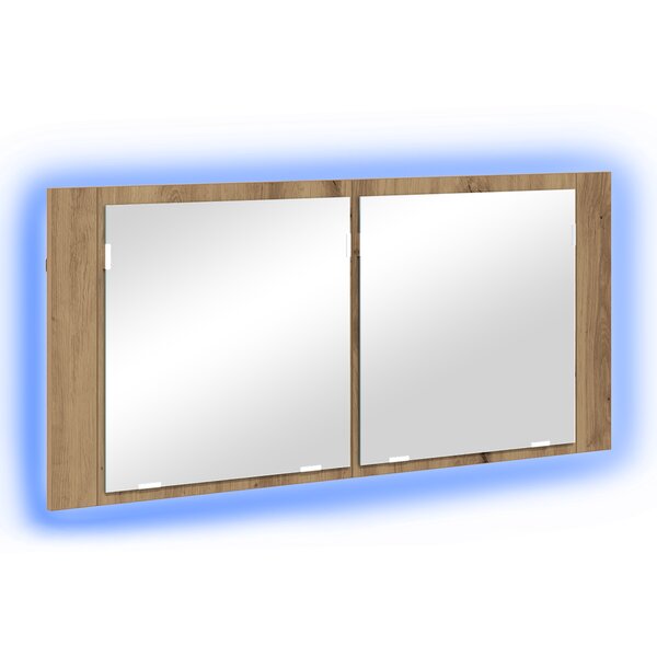 vidaXL Armoire Miroir LED Chêne Artisanal 100x12x45 cm Bois d'ingénierie