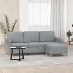 vidaXL Canapé à 3 places avec repose-pieds Gris clair 180 cm Tissu