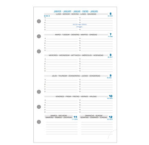 Recharge Exatime 17 semainier millésimé semaine sur 1 page 172x105 mm EXACOMPTA