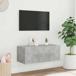 vidaXL Meuble TV mural avec lumières LED gris béton 80x35x31 cm
