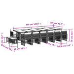 vidaXL Ensemble à manger de jardin 17 Pièces coussins noir résine tressée