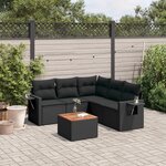 vidaXL Salon de jardin 6 Pièces avec coussins noir résine tressée