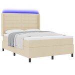 Lit à ressorts avec matelas et LED Crème 140x190 cm en tissu