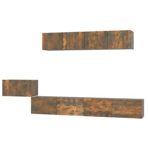 vidaXL Ensemble de meubles TV 5 Pièces Chêne fumé Bois d'ingénierie