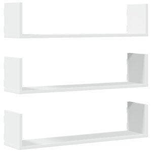 vidaXL Étagères murales 3 Pièces blanc 80x18x18 cm bois d'ingénierie