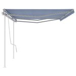 vidaXL Auvent manuel rétractable avec poteaux 6x3 m Bleu et blanc