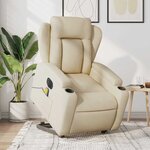 vidaXL Fauteuil inclinable de massage électrique Crème Tissu