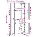 vidaXL Haut Armoire Montage mural Chêne artisanal 69 5 x 34 x 180 cm