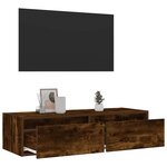 vidaXL Meuble TV avec lumières LED chêne fumé 100X35 5x25 cm