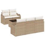 vidaXL Ensemble de canapé de jardin 6 Pièces Beige Poly rotin