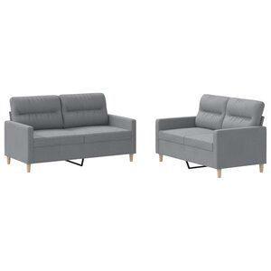 vidaXL Ensemble de canapés 2 Pièces avec coussins Gris clair Tissu