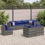 vidaXL Salon de jardin 8 Pièces avec coussins Gris Résine tressée