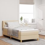 vidaXL Lit à ressorts avec matelas - Tissu crème  100 x 200 cm