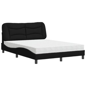 vidaXL Lit avec matelas Hvar noir 140x190 cm tissu