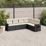 vidaXL Salon de jardin 6 Pièces avec coussins noir résine tressée