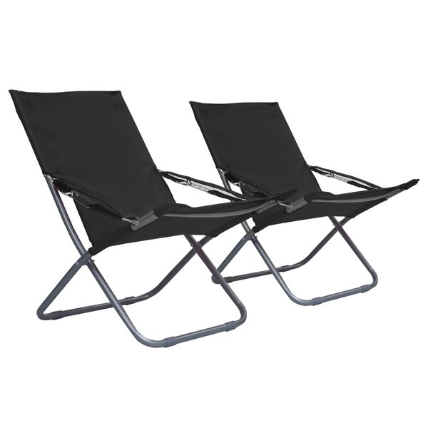 vidaXL Chaises pliables de plage lot de 2 Tissu Noir