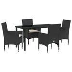 vidaXL Ensemble Salle à Manger Jardin 5 Pièces avec Coussins Rattan Poly Noir