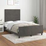 vidaXL Cadre de lit avec tête de lit gris foncé 120x190 cm velours