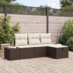 vidaXL Ensemble de canapé de jardin 4 Pièces Marron 55 x 62 x 69 cm