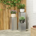 vidaXL Set de 3 supports de plantes d'extérieur en acier galvanisé