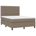 vidaXL Sommier à lattes de lit et matelas et LED Taupe 140x190cm Tissu