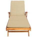 vidaXL Chaise longue avec coussin 100  Polyester Teck Solide