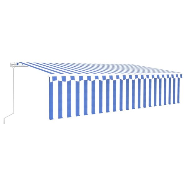 vidaXL Auvent manuel rétractable avec store et LED 6x3 m Bleu et blanc