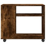 vidaXL Table d'appoint avec roues chêne fumé bois d'ingénierie
