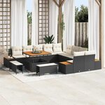 vidaXL Ensemble de canapé de jardin 13 Pièces Noir Poly rotin