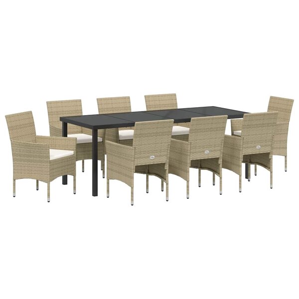 vidaXL Ensemble de salle à manger pour jardin 9 pc Beige polyrotin