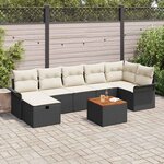 vidaXL Ensemble de canapé de jardin 8 Pièces Noir polyrotin